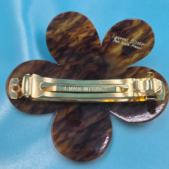 Laurent Olivier France Hair Clip – 1990s – Made in France – Brown Flower - Picture 7 of 9